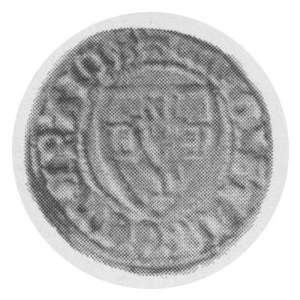 Szeląg b.d., Aw. Tarcza wielkiego mistrza, Rw. Tarcza zakonna, Malb. 387 (litera D na Aw. w napisie * PRVCI)