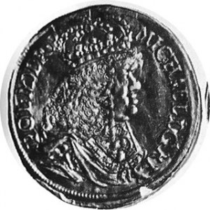 Dukat 1673, Aw. Popiersie, Rw. Tarcza z herbem miasta. Kop. 259.2 rr, Tyszk. 35, Kam. 1138.R4 złoto