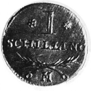 Szeląg 1808, Aw. Tarcza miejska, Rw. Napisy, Kop. 23.1 a r miedz.