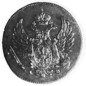 3 grosze 1815, jak wyżej ale napis 3 GROSZE i cyfry roku małe. Kop. 54.1 rrr. Kam. 747. R6, miedz, (lakierowany)
