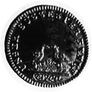 Trzeciak świecowy (dreier) XVIII wiek, Aw. Ptaki Rw. Ptaki w miłosnym splocie; śred. 11 mm, waga 0,75 g Saksonia ...