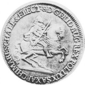 Półtalar wikariacki 1741, Aw.Król na koniu Rw.Tron cesarski, Kam. 1521 ;Mbg. 1698
