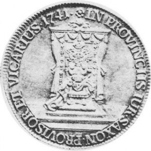 Półtalar wikariacki 1741, Aw.Król na koniu Rw.Tron cesarski, Kam. 1521 ;Mbg. 1698