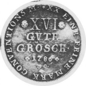 XVI Guten Groschen 1786 Aw.Ukoronowana tarcza herbowa.Rw.Napisy,Schön 367