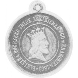 Medal 8.V.1869 Pogrzeb Zwłok Kazimierza Wielkiego; H.CZ.4106 śr. 28 mm Piękna patyna st. lustrz.