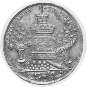 MEDAL KORONACYJNY 1743 Aw.Scena Koronacji, Rw,Wieża Cu, śr.43m/m