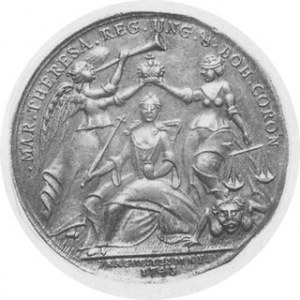 MEDAL KORONACYJNY 1743 Aw.Scena Koronacji, Rw,Wieża Cu, śr.43m/m