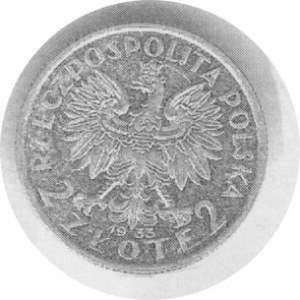 2 Złoty 1933, Ag, Kam.P-29b, nakł.110 szt.