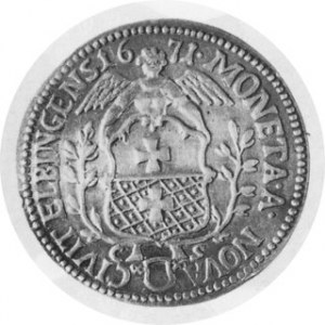 MICHAŁ KORYBUT Talar Elbląski 1671, jak Kam/Kur. 1166 fałsz, Majnerta