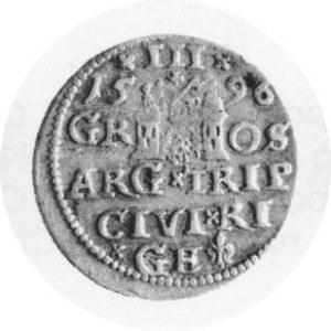 Trojak 1596, Kop.8192 kropki i dwukr. j a ko znaki przestankowe w legendzie na aw.