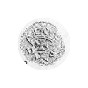 Denar gdański b.d. MS, CNG 49a, Kop. 7256 R3, końcówka blachy, patyna, ładny egzemplarz