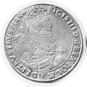 Talar koronny 1628 1 1 , Półkozic na awersie, Kop. 1375 R, Kurp. 1609 R