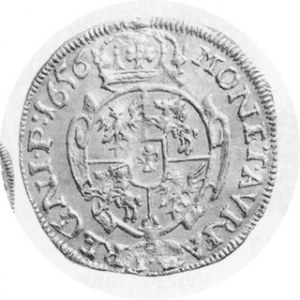 Dukat koronny 1656 IT / IC , men. Kraków, Kop.1869 R7, Kurp. 623 R7, Tyszk.400,
waga 3,41 g , bardzo rzadki dukat k...