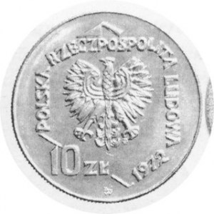 10 Złotych 1972, 50 lat Portu w Gdyni, jak moneta obiegowa, próba niklowa, Par. P-279a