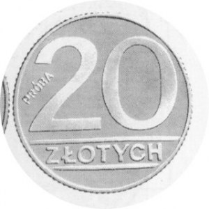 20 Złotych 1989, nominał, próba niklowa, Par. P-323a