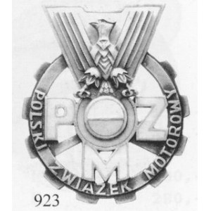 Polski Związek Motorowy. Emblemat bez daty. Metal, emalia 70x80 mm, nakrętka