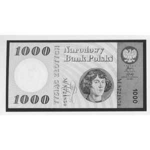 1.000 Złotych - 29.10.1965, M, Mił.141, Par.199, podobnie jak poprzedni banknot z serii rzeczywistego obiegu