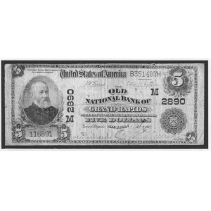 5 $ - 9.02.1903 , Old National Bank of Grand Rapids - Michigan M 2890, KL# 1155-69