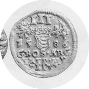 Trojak 1586, bez herbu podskarbiego, Kop.3379a Rl, Kurp.317Rl