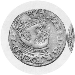 Trojak 1585, III między lilijkami, Kop.8095 R5, końcówka RI / GE, Kurp.454 R