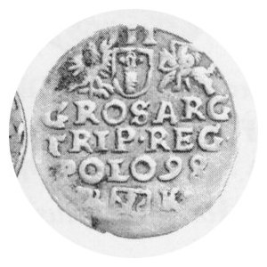 Trojak 1598, men. Kraków, Kop. 1132 R, Kurp. 1117 R2, na awersie znaczek własnościowy Czapskiego