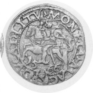 Połgrosz litewski 1566 duży herb Jastrzębiec, mennica Tykocin, Tyszkiewicz 12, Kop. 374 R5, Kurp. 753