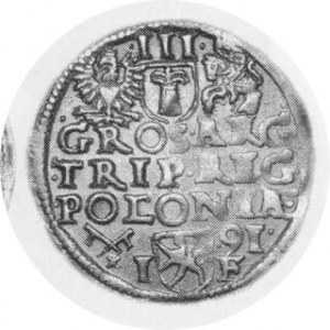 Trojak koronny 1591, haki, men. Poznań, Kop.945, Kurp.603