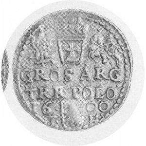 Trojak koronny 1600 IF, men. Olkusz, Kop.l 151 Rl, Kurp. 1220 R, na awersie punca własnościowa Czapskiego
