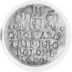 Trojak koronny 1601 K, popiersie w prawo, Kop.l 196 Rl, Kurp. 1254 R2, egzemplarz połyskowy