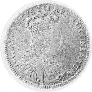 Tymf koronny 1753 T, Kop. 2104, częściowo zachowany połysk w tłe, na awersie znak własnościowy - Pilawa, dość ładny...