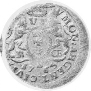 Szostak gdański 1763 REOE, Kop. 7757 R4, CNG 413 Illb, przesunięty stempel