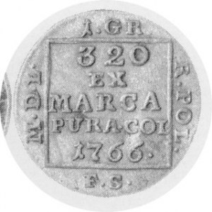 Grosz srebrny ( ćwierćzłotek ) 1766 FS, Plage -, fałszerstwo pruskie, minimalnie zgięty, lecz ładny jak na tę emisj...