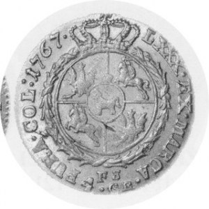 Złotówka 1767 FS, Plage 275, justunek prawie niewidoczny