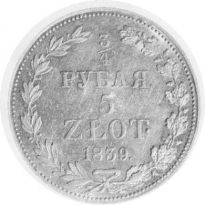 5 Złotych - 3/4 Rubla 1839 MW, Plage 363