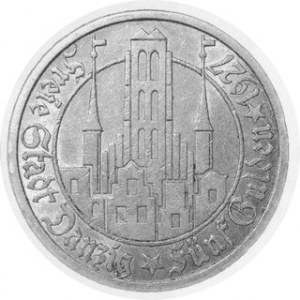 5 Guldenów 1927, resztki połysku w tle