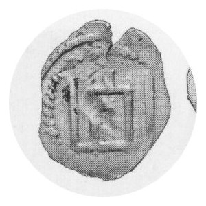Denar ( pieniądz litewski), słupy Gedymina / grot z krzyżykiem po lewej stronie, Sajauskas 21-24, Kop.3117 R2 (j ak...