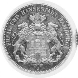 3 Marki 1909 J, J.64, ze stempla lustrzanego