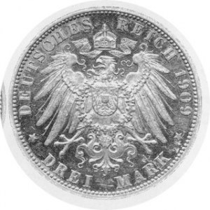 3 Marki 1909 J, J.64, ze stempla lustrzanego