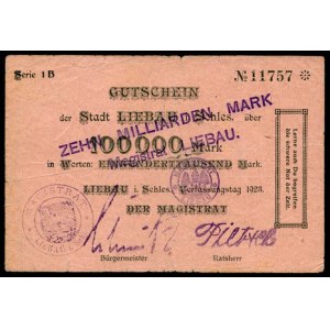 10 Miliardów Marek / 100.000 Marek - 1923, „Lerne auch...”, Meyer 8, dwa warianty: cyfry nominału szerokie, pieczęć...