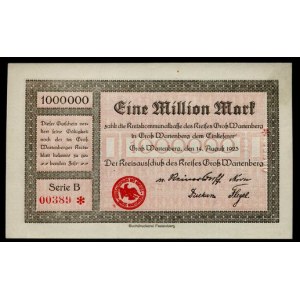 1 Milion Marek - 14.08.1923, na rewersie mapa, Meyer 2