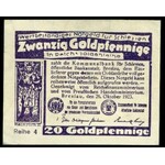 20 Goldfenigów - 26.10.1923, Meyer 2, trzy warianty w różnych kolorach, razem 3 sztuki