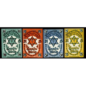 10, 25, 50 i 75 Fenigów - do 31.12.1921, Meyer 1-4, komplet razem 4 sztuki, interesujący judaik