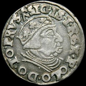 Trojak gdański 1538, końcówka PRVS, CNG 71-IIa, Kop.7332 R3, ładna patyna