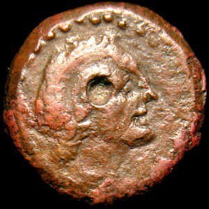 AE-12 mm, głowa Ptolemeusza (?) / głowa Libii (?) lub Kleopatry I, napis ΒΑΣΙΛΕΟΣ ΠΤΟΛΕΜΑΙΟΥ, podobny do Sear 7882...