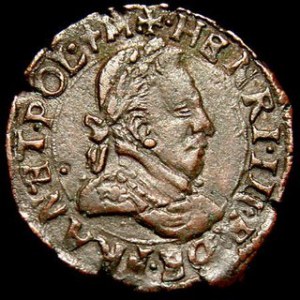 Dwugrosz turoński 1587, miedź, Kop.10122, pięknie wybita i zachowana moneta
