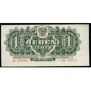 1 Złoty - 1944 OBOWIĄZKOWYM - AE , Mił.105a, Par.164, stępione rogi