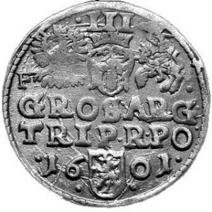 Trojak 1601 F, znak F przy orle, m. Wschowa, Kop. 1183