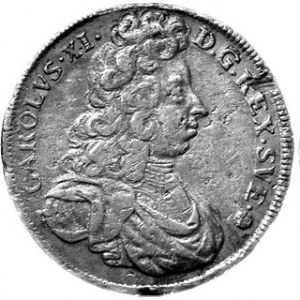4 Marki 1694, m. Sztokholm, Karol XI, KM.296, w. 19,52 g, Riksdaler 1795 O.L., Gustaw IV, KM.540.4, w. 29,24 g, 2 szt.