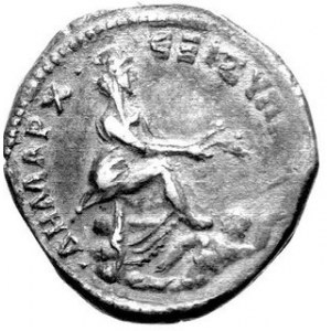 Tetradrachma, men. Antiochia, Aw. Głowa w prawo, legenda: AVTO K P KAIC NEP TPAIANOC CEB GEPM DAK, Rw. postać kobi...