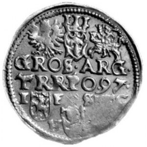 Trojak 1597, S-C H-R napis w 2 wierszach, m. Bydgoszcz, Kop. 1069 R